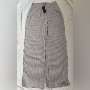 NWT Womens Nasty Gal Wide Leg Tan Plaid Print Size US 6 EUR 38